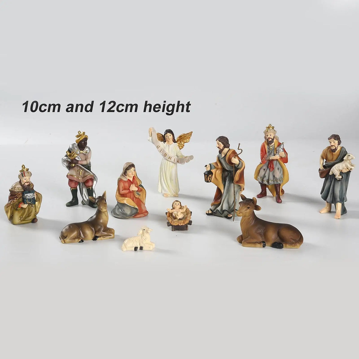 11-Piece Resin Nativity Set, Christmas Manger Scene Figures for Indoor and Outdoor Decor, Catholic Gift