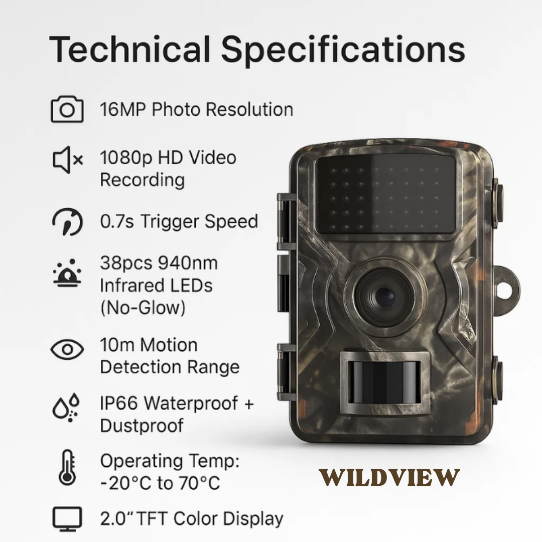 16MP Night Vision Wildlife Camera with Motion Sensor