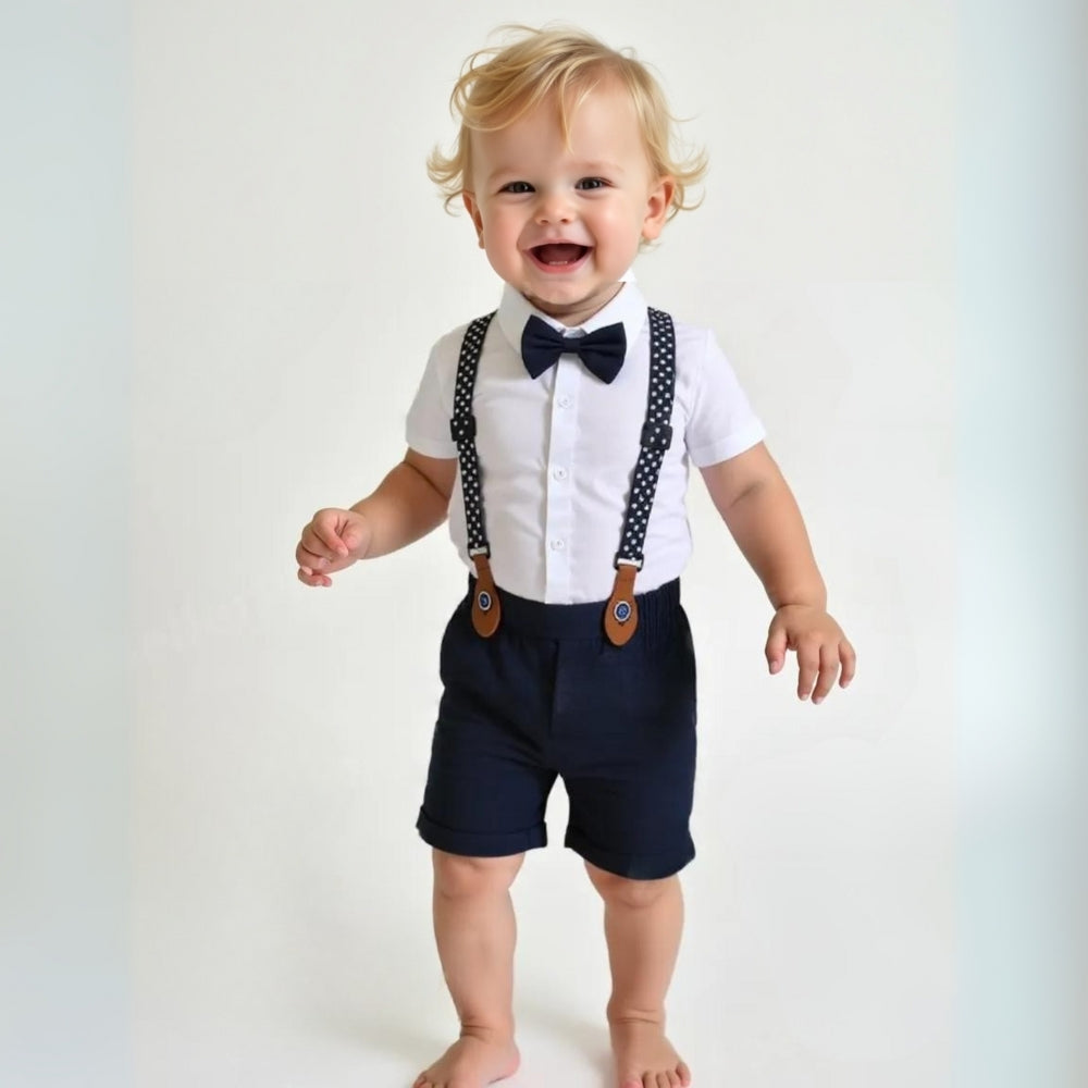 3-piece set for boys with vest and bow tie – light blue shirt and pants for children