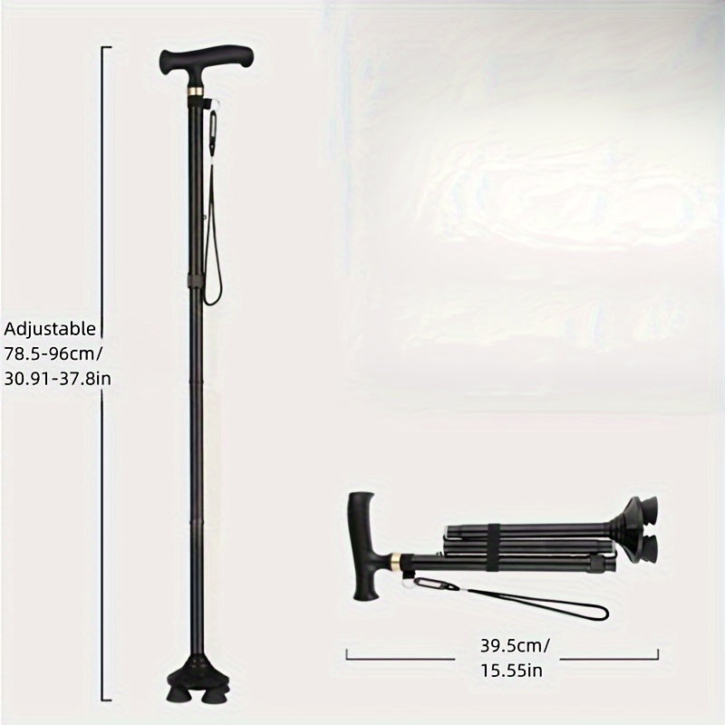 4-Leg Walking Stick – Foldable, Stable & Safe for Daily Use