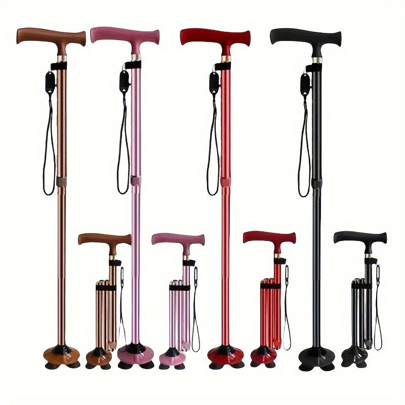 4-Leg Walking Stick – Foldable, Stable & Safe for Daily Use