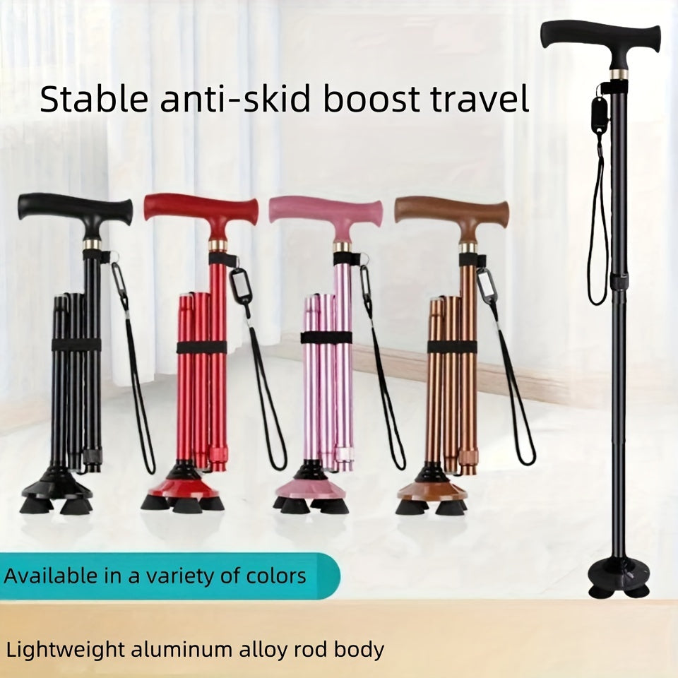 4-Leg Walking Stick – Foldable, Stable & Safe for Daily Use