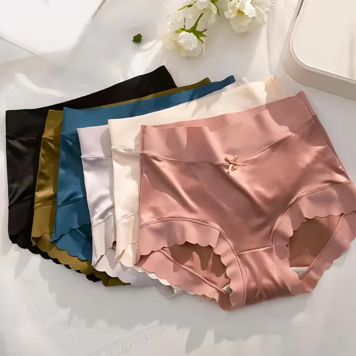 5 Pieces Seamless Satin Soft Underwear
