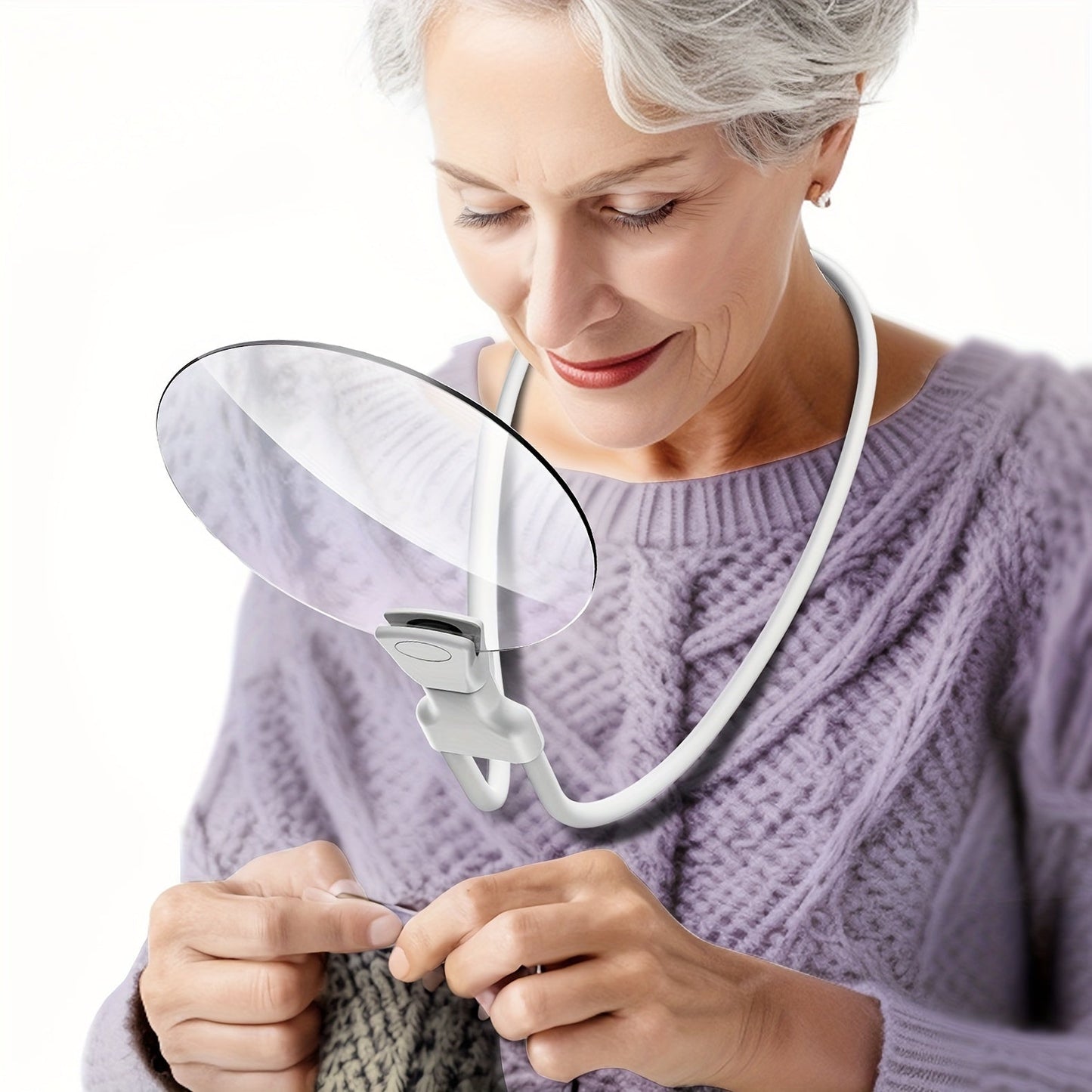 5X Magnifying Glass Pro – Hands-free adjustable neck loupe for seniors and people with visual impairments – Perfect for reading, sewing, crafting, and inspection