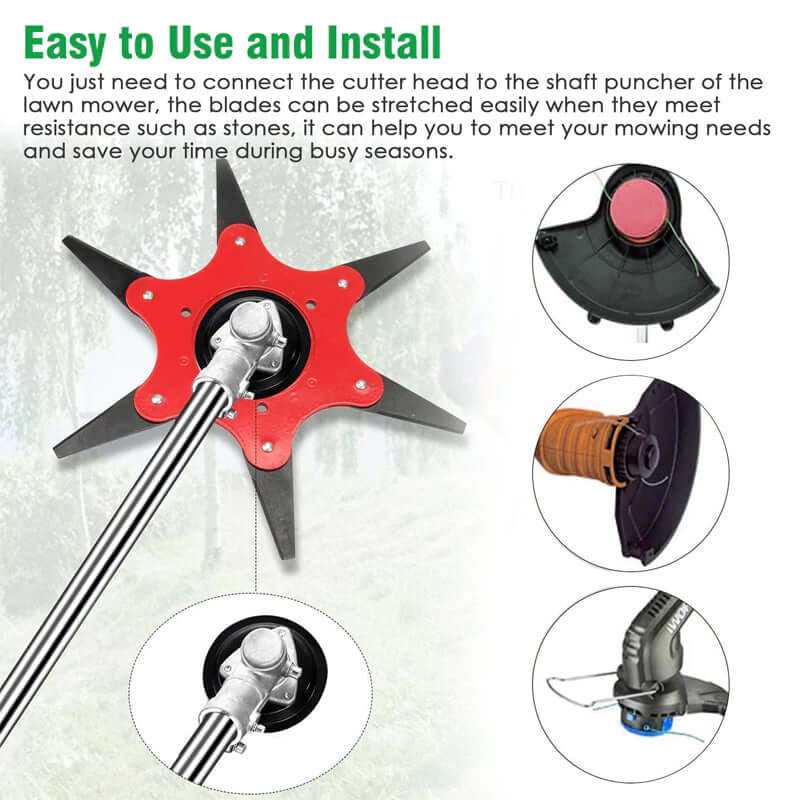 6-Blade Steel Trimmer Head for Grass Trimmers