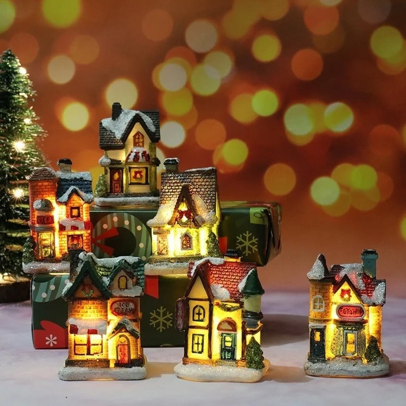 6-Piece LED Christmas Village House Set