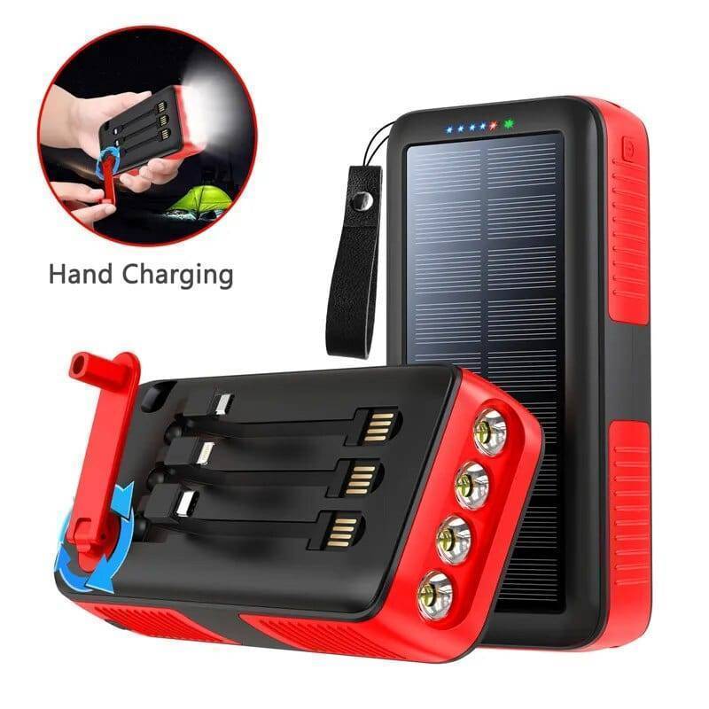 61200mAh Solar Hand Crank Power Bank with Dual USB Outputs