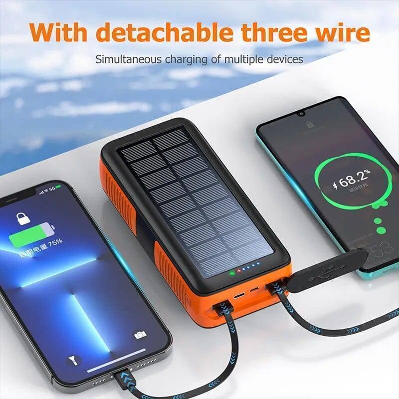 61200mAh Solar Hand Crank Power Bank with Dual USB Outputs