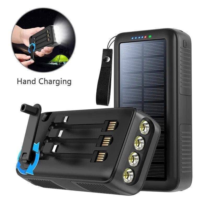 61200mAh Solar Hand Crank Power Bank with Dual USB Outputs