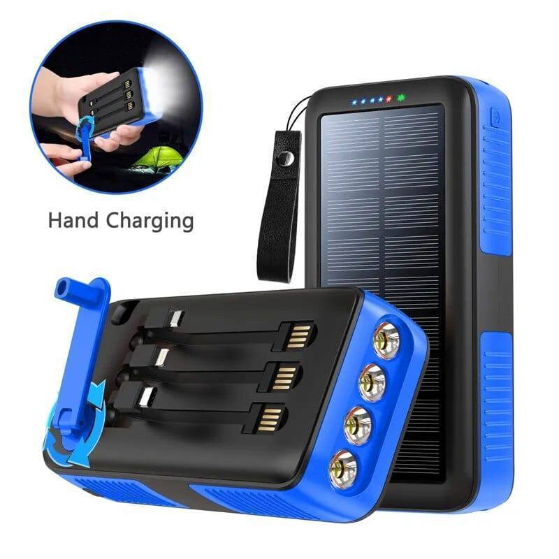 61200mAh Solar Hand Crank Power Bank with Dual USB Outputs