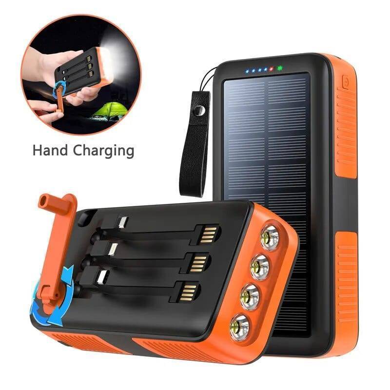 61200mAh Solar Hand Crank Power Bank with Dual USB Outputs