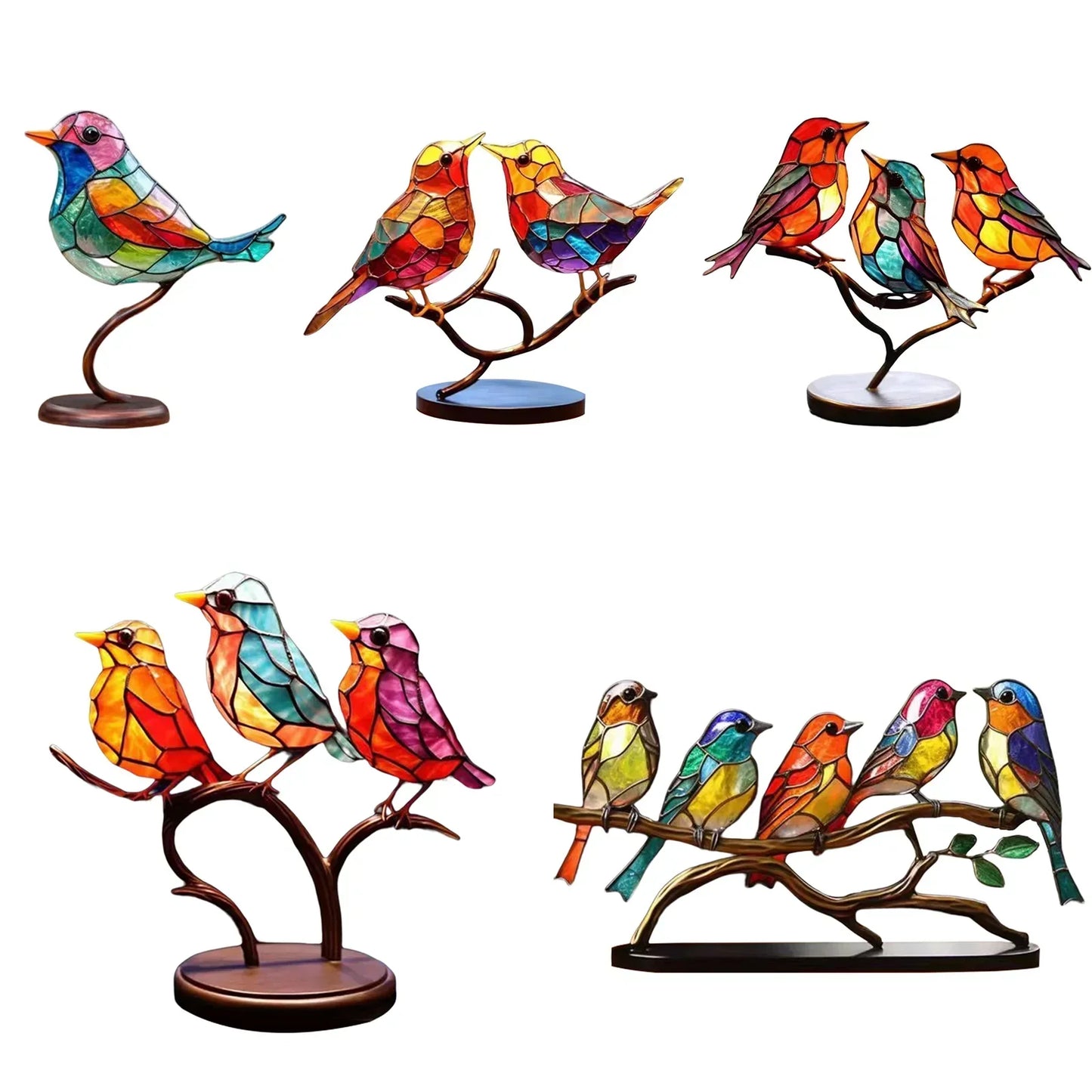 Acrylic Birds on Branch Sculpture – Elegant Artistic Home Decoration
