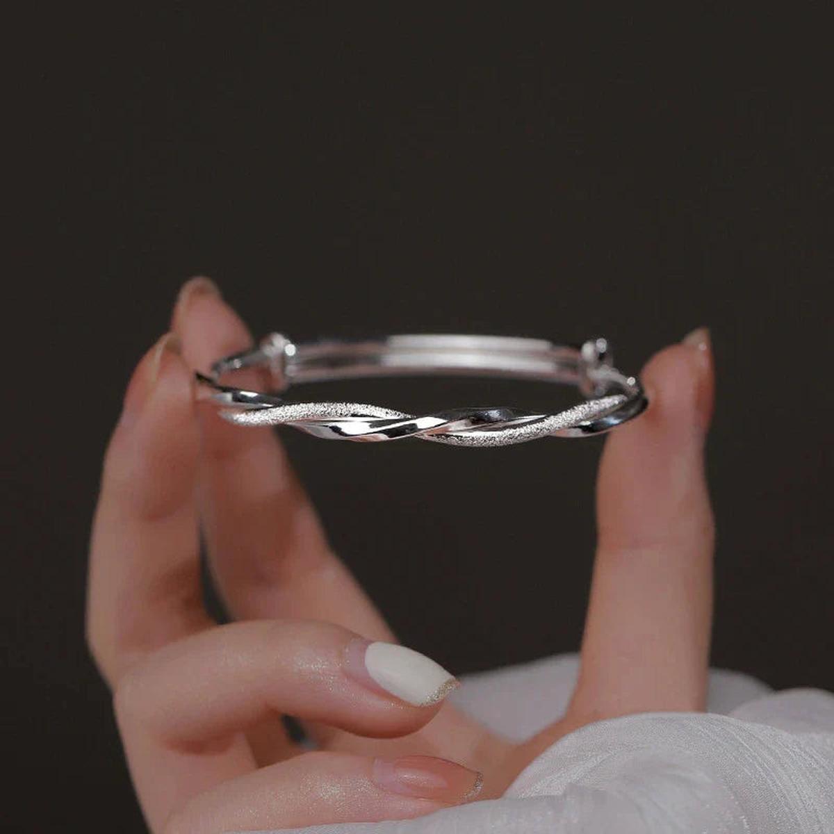 Adjustable 925 Sterling Silver Geometric Bracelet