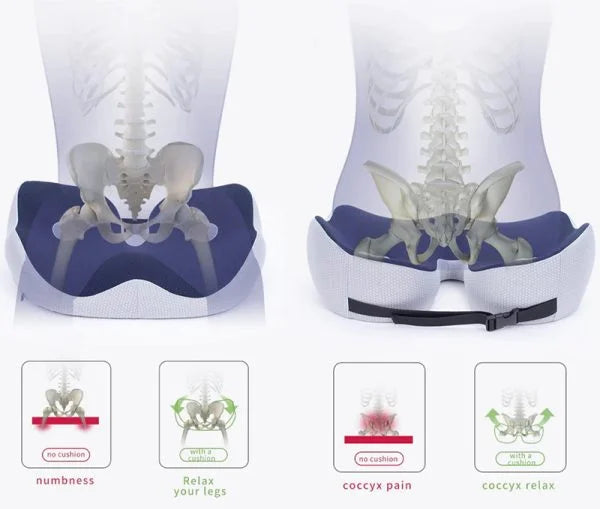 Adjustable Memory Foam Sit Bone Relief Cushion - Ergonomic Comfort