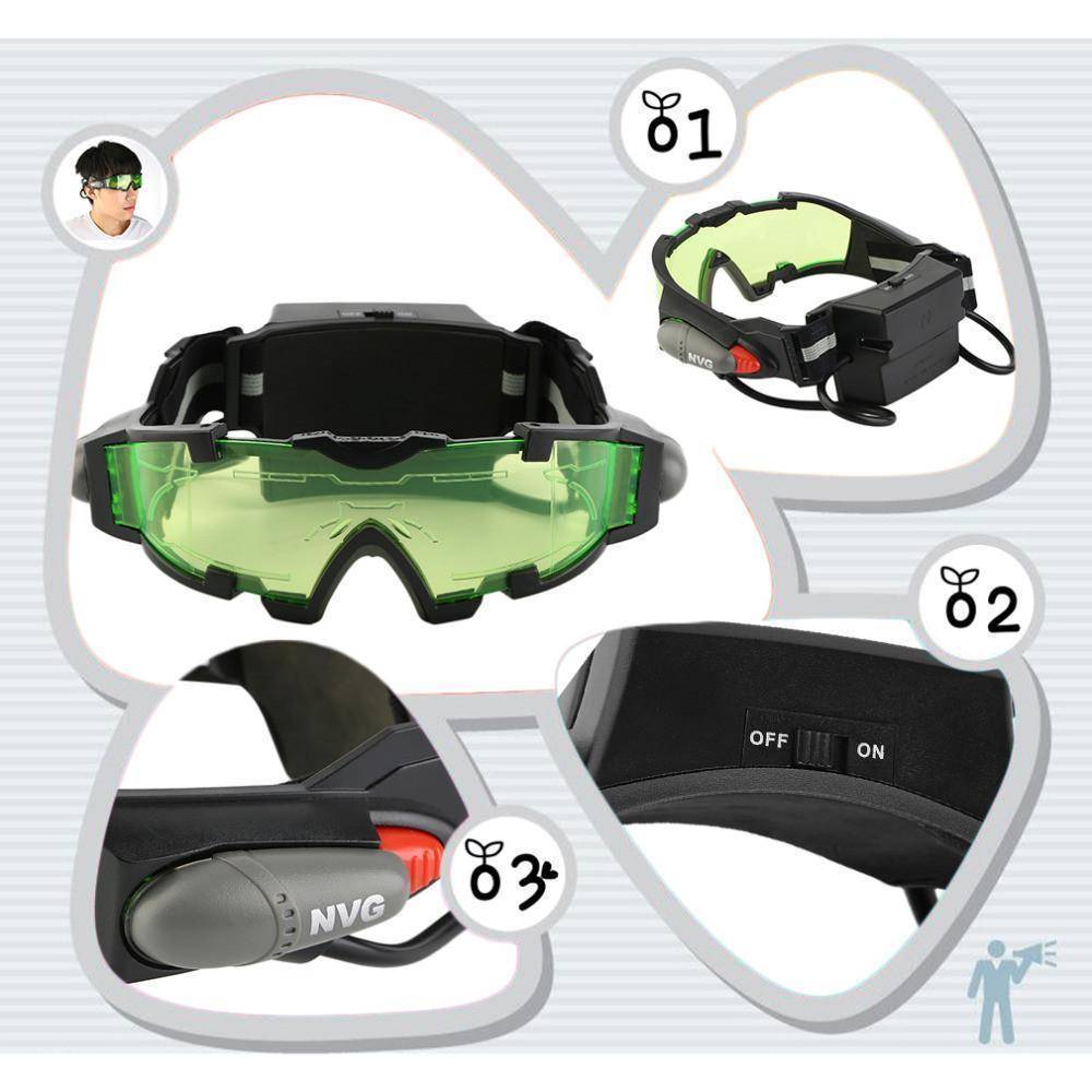 Adjustable Night Vision Goggles with Flip-Out Lights