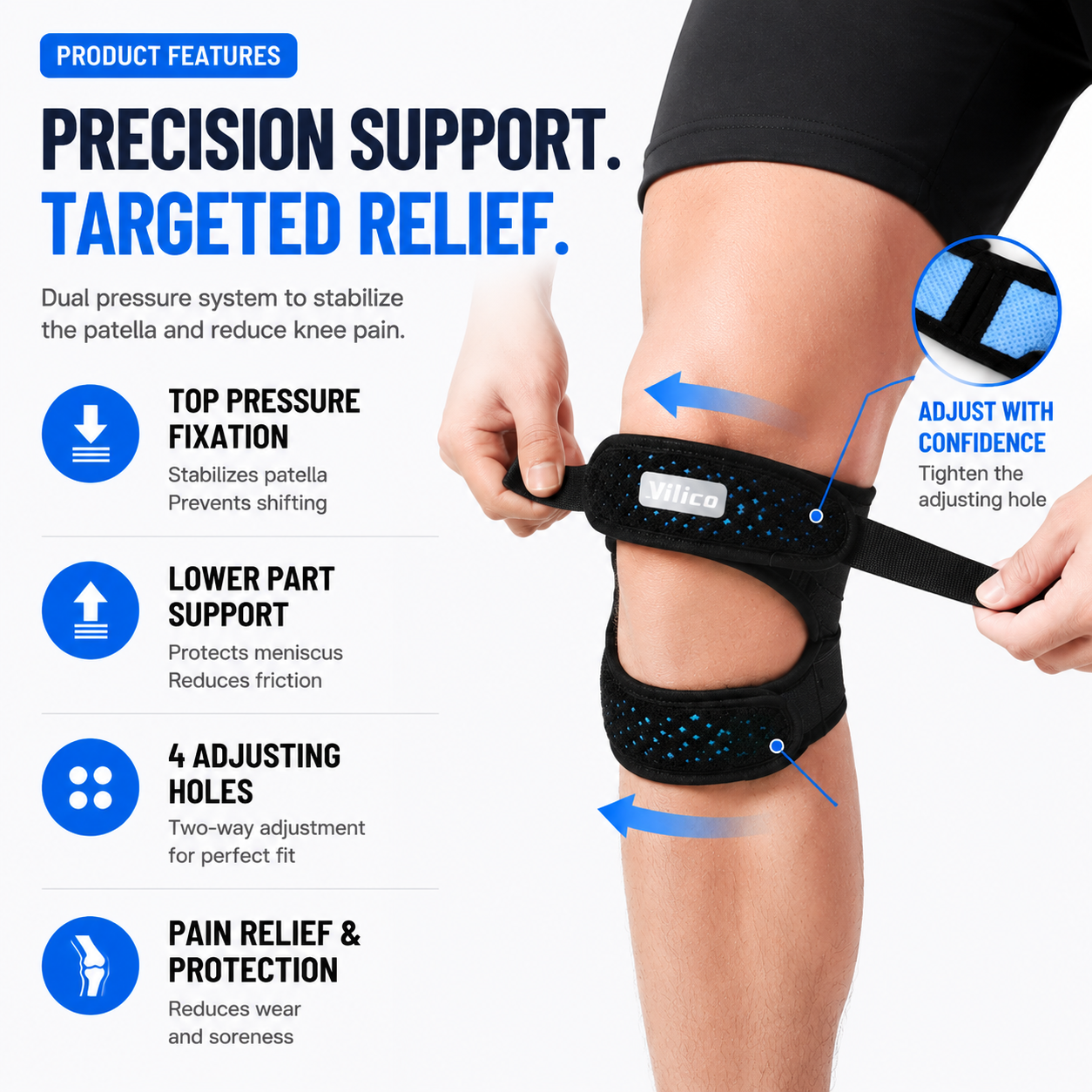 Adjustable Patellar Support Strap