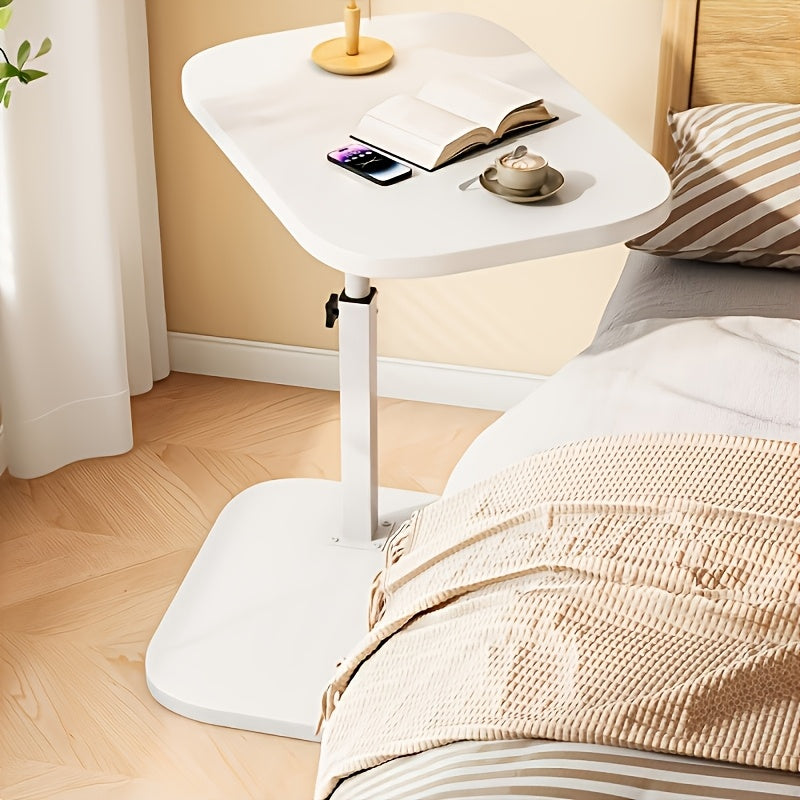 Adjustable Side Table with Rectangular Top – Modern Metal Frame – Adjustable Height – Space-Saving Design