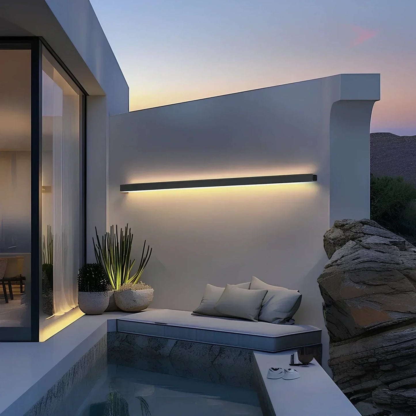 Aluminium Backlit Modern Outdoor Wall Sconce