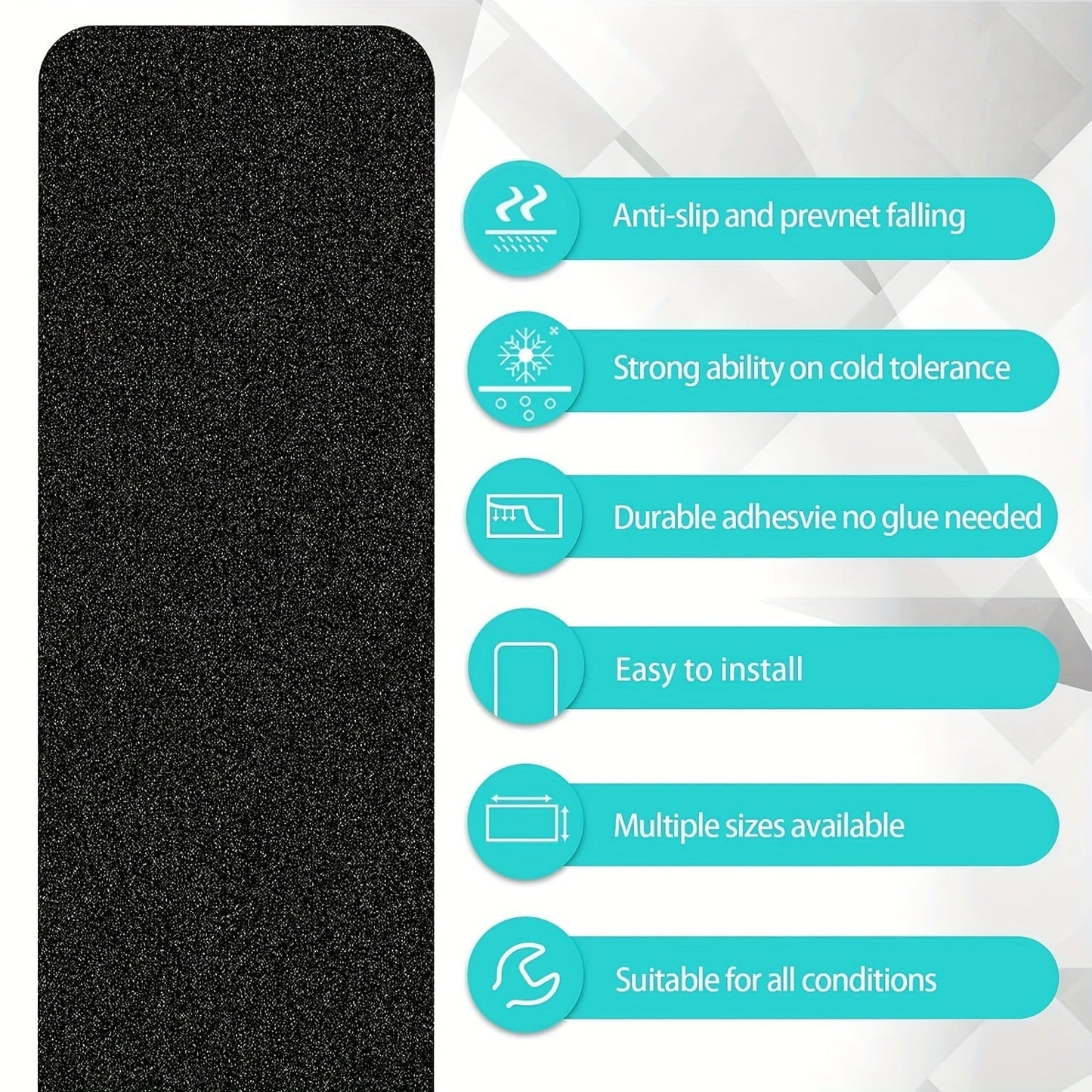 Anti-Slip Stair Treads 10-Pack – 6"x24", 80-Grit, Weather Resistant