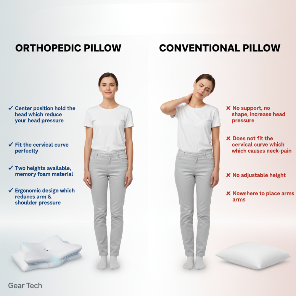 Anti-Snore Pillow | Ergonomic Neck and Head Support | White