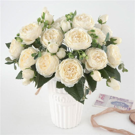 Artificial Peony Bouquet with Blossoms and Buds