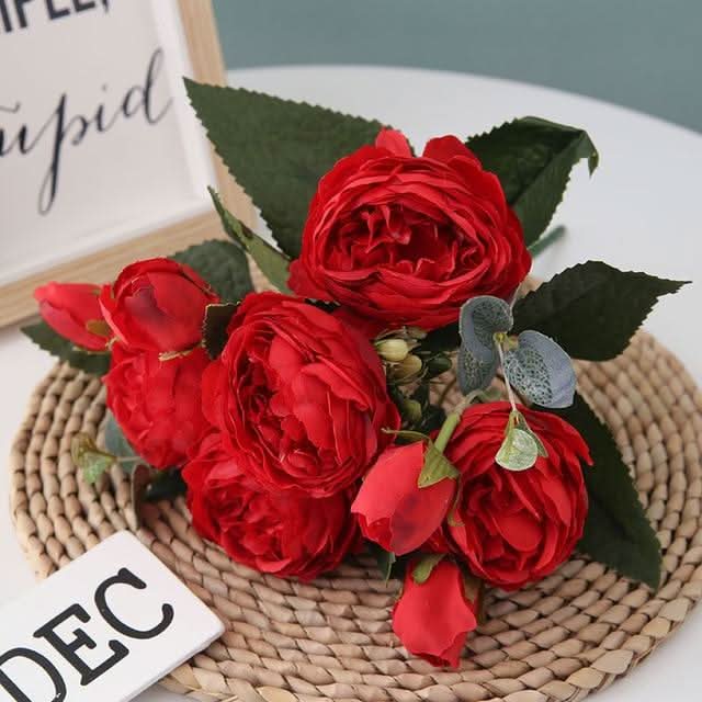 Artificial Peony Bouquet with Blossoms and Buds