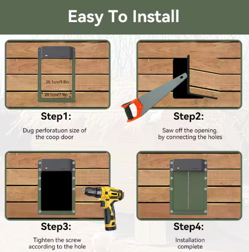 Automatic Chicken Coop Door System with Solar/Battery Options