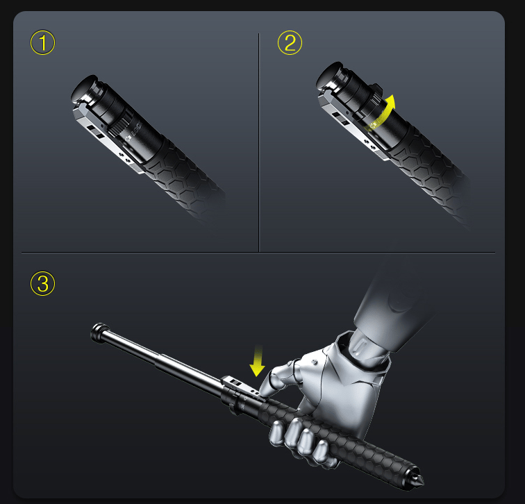 Automatic Hiking Stick | Non-Slip Grip | Self-Defense