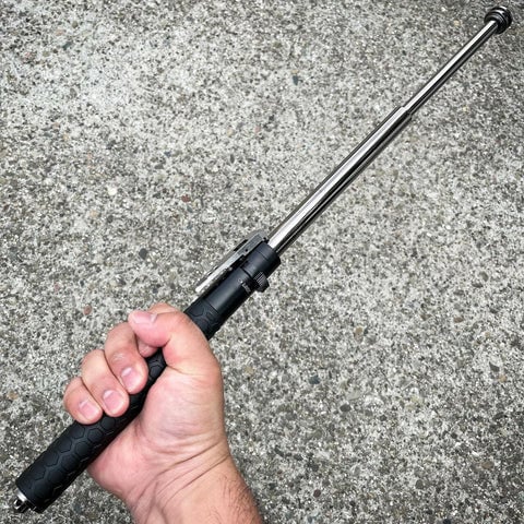Automatically extendable steel striking stick