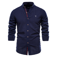 Autumn Men's Shirt with Long Sleeve and Classic Design