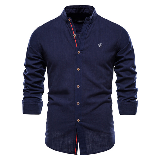 Autumn Men's Shirt with Long Sleeve and Classic Design