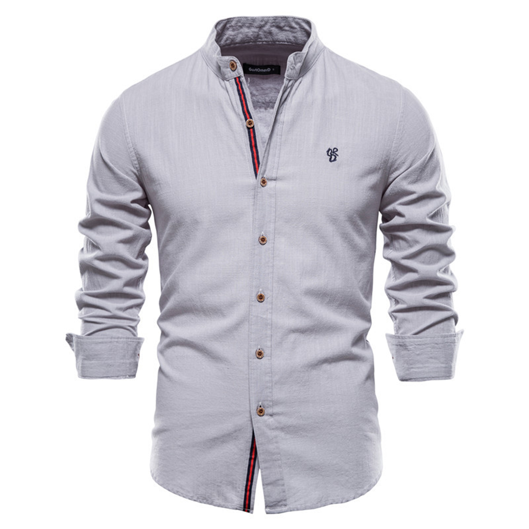 Autumn Men's Shirt with Long Sleeve and Classic Design
