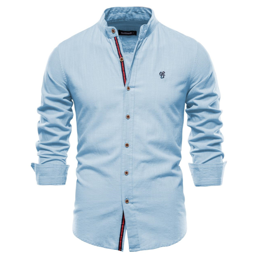 Autumn Men's Shirt with Long Sleeve and Classic Design