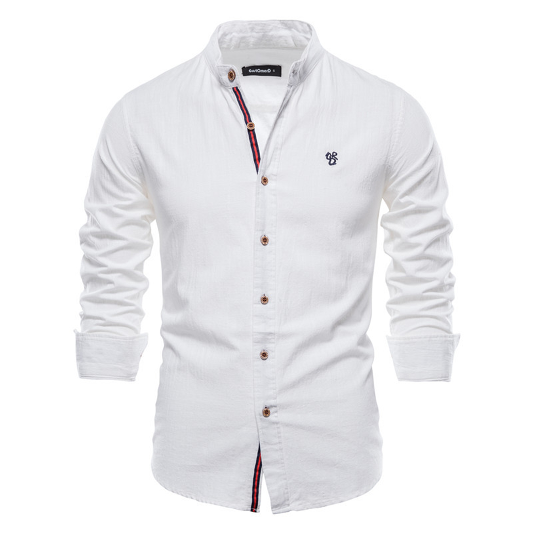 Autumn Men's Shirt with Long Sleeve and Classic Design