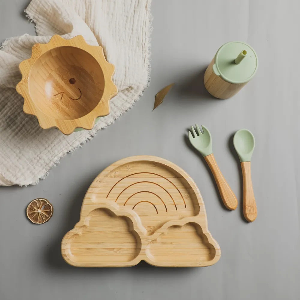 Baby Bamboo Suction Dinnerware Set – Safe & Stylish Toddler Bowls & Plates
