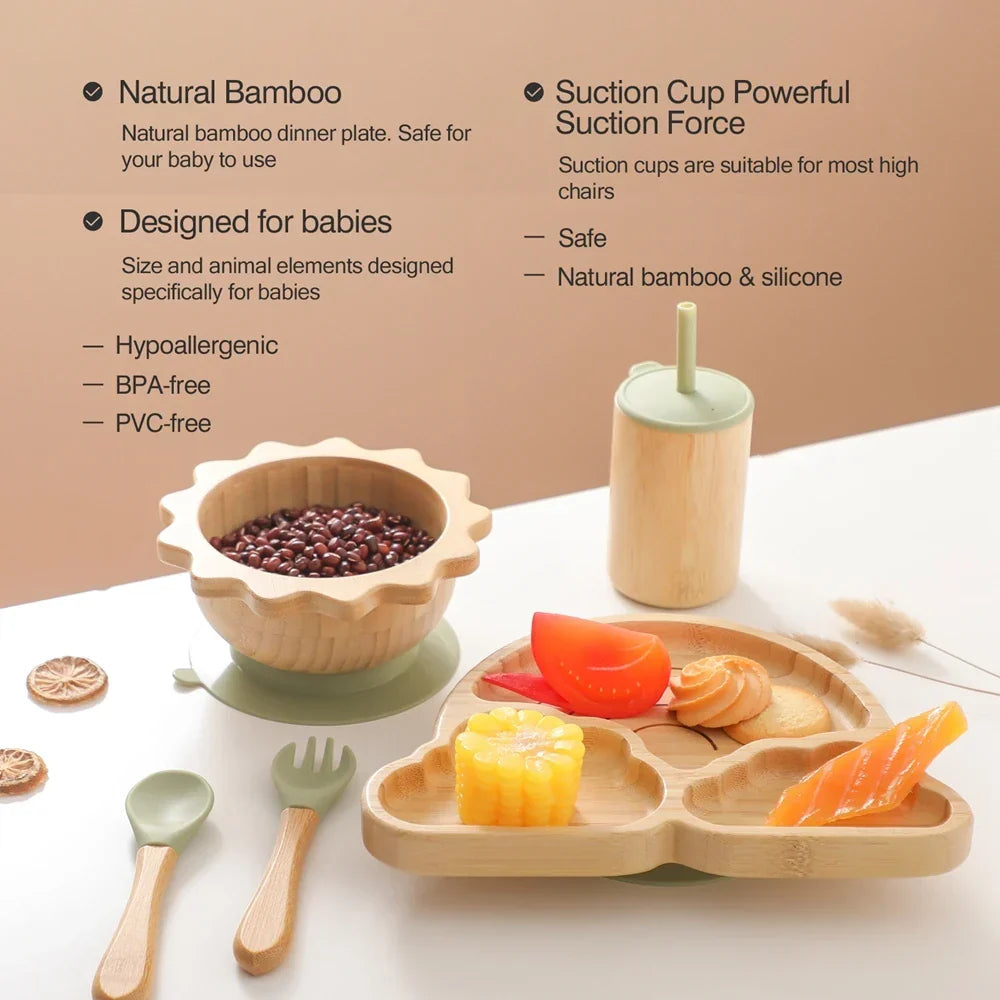 Baby Bamboo Suction Dinnerware Set – Safe & Stylish Toddler Bowls & Plates