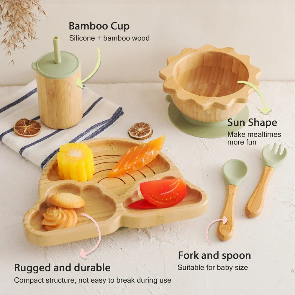 Baby Bamboo Suction Dinnerware Set – Safe & Stylish Toddler Bowls & Plates
