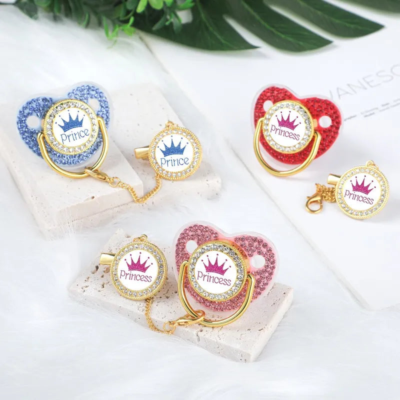 Baby Luxury Crown Pacifier & Clip Set