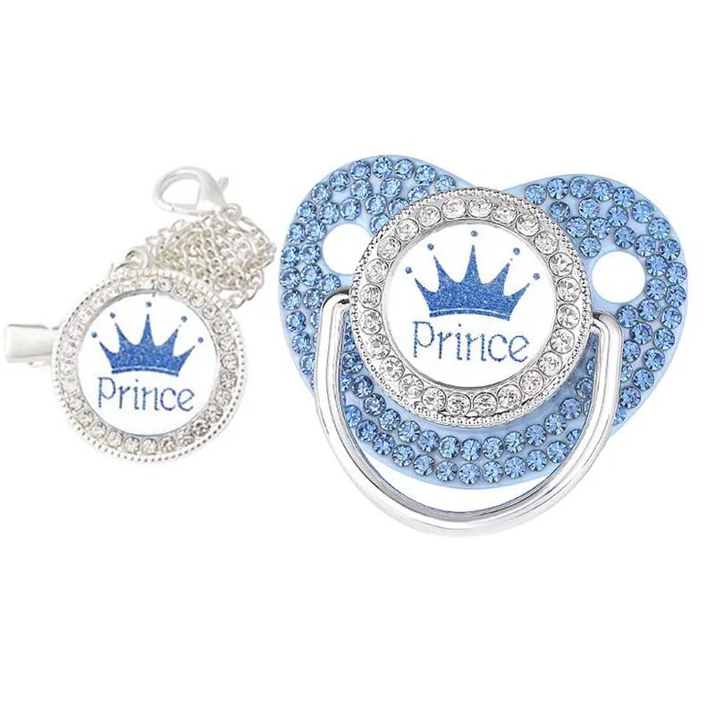 Baby Luxury Crown Pacifier & Clip Set