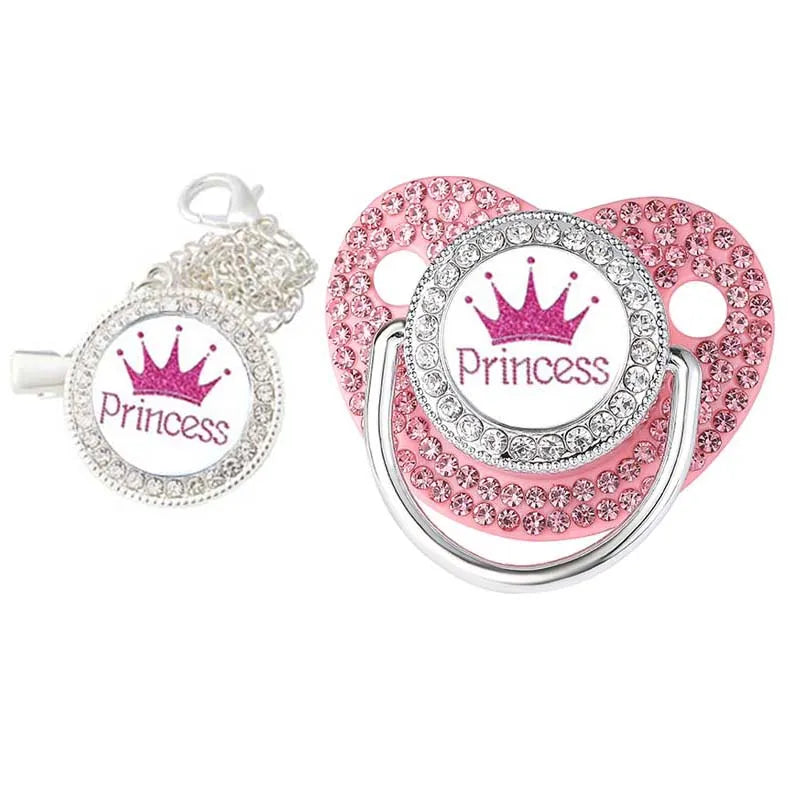 Baby Luxury Crown Pacifier & Clip Set