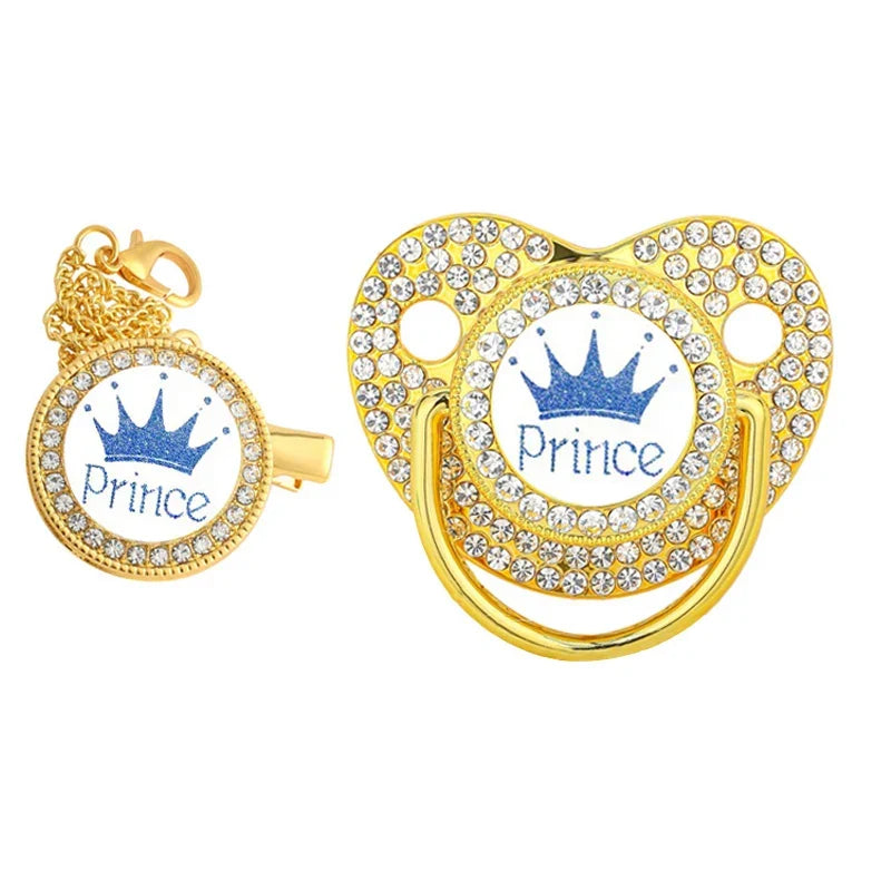 Baby Luxury Crown Pacifier & Clip Set