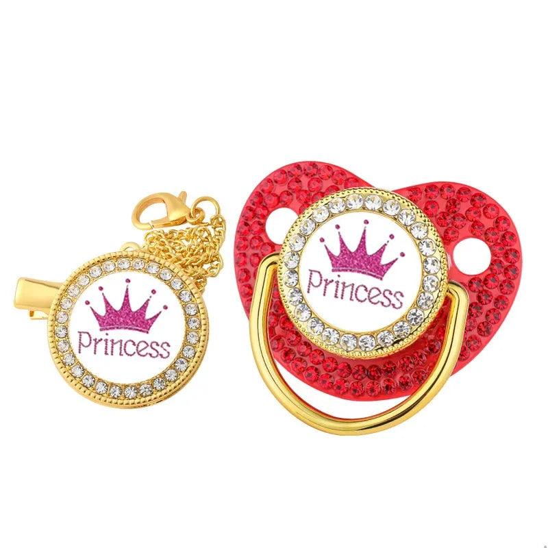 Baby Luxury Crown Pacifier & Clip Set