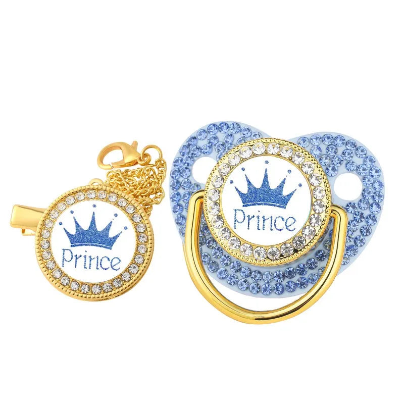 Baby Luxury Crown Pacifier & Clip Set