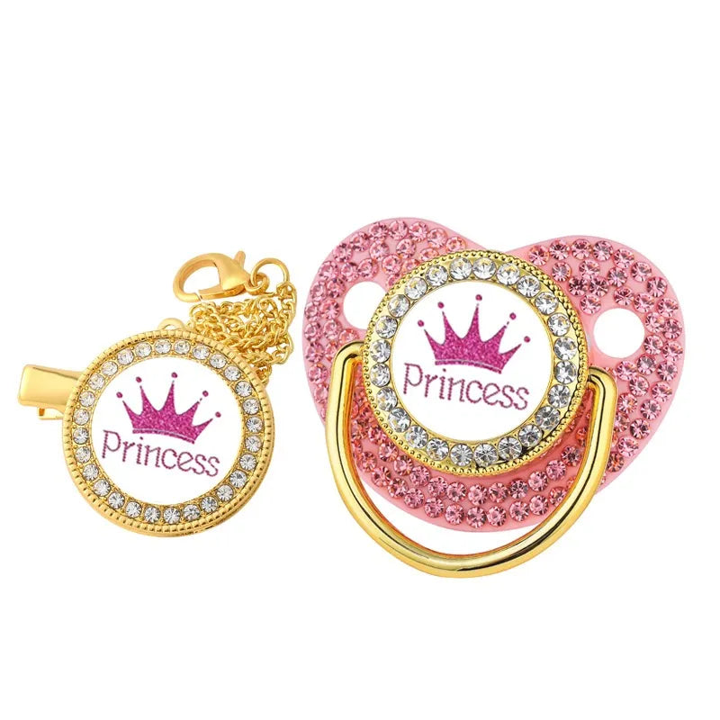 Baby Luxury Crown Pacifier & Clip Set