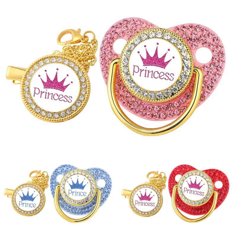 Baby Luxury Crown Pacifier & Clip Set