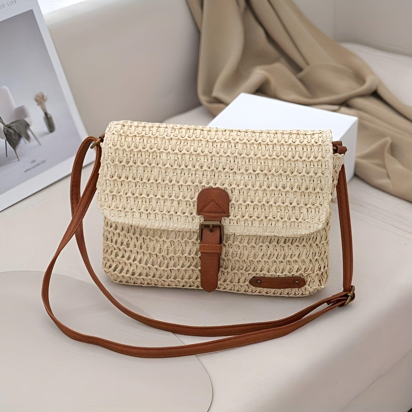 Bag – Vintage Style Straw Shoulder Bag for Summer