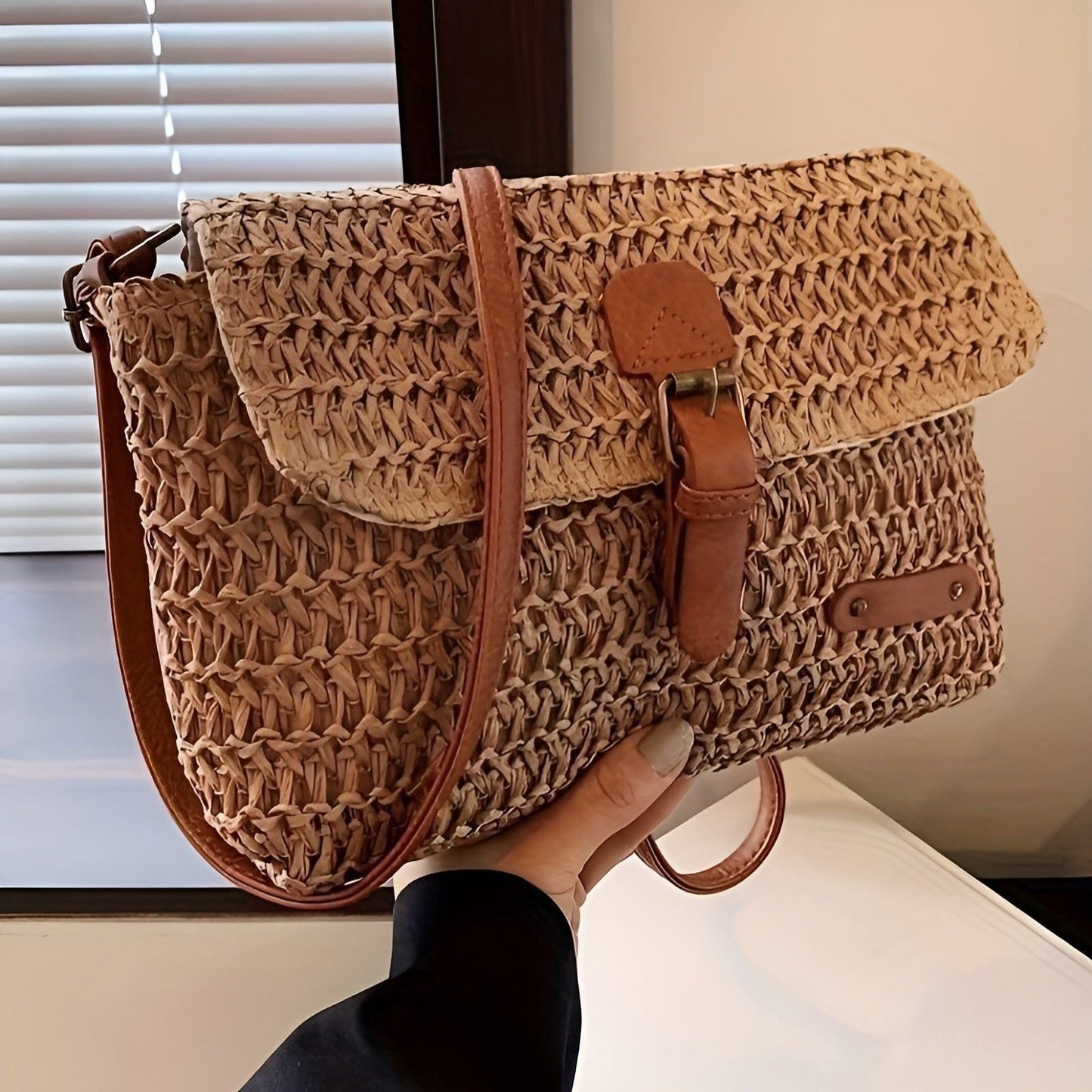 Bag – Vintage Style Straw Shoulder Bag for Summer