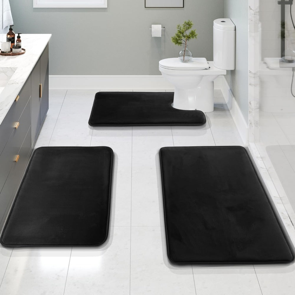 Bathroom Mat Memory Foam Set Anti-Slip Washable