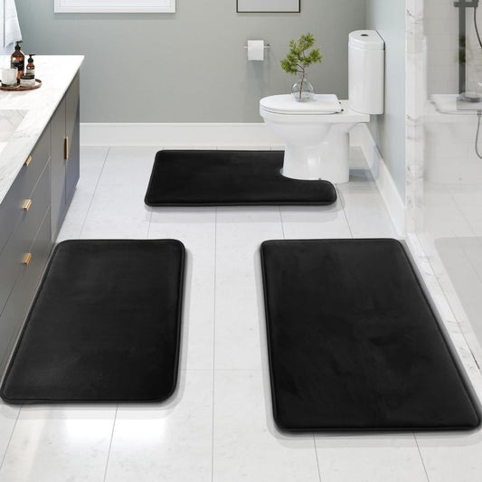 Bathroom Mat Memory Foam Set Anti-Slip Washable