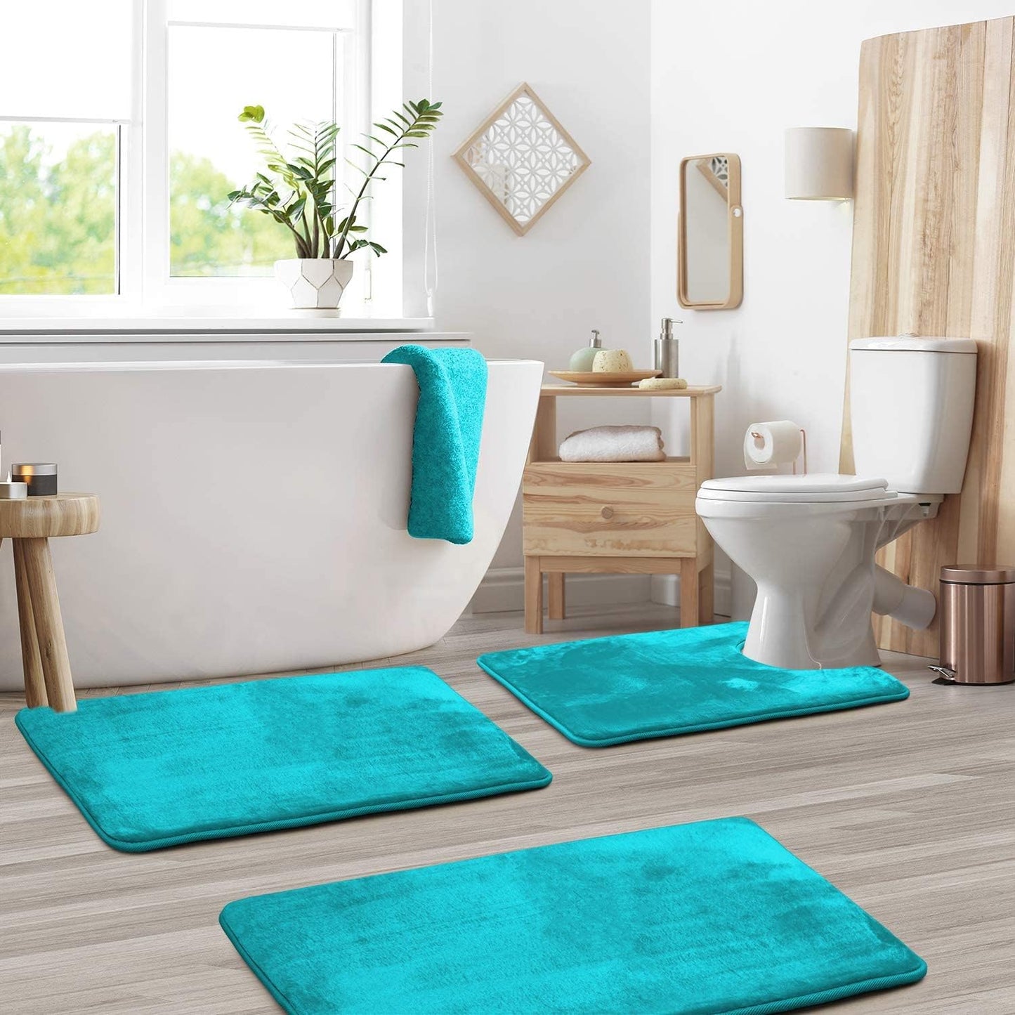 Bathroom Mat Memory Foam Set Anti-Slip Washable